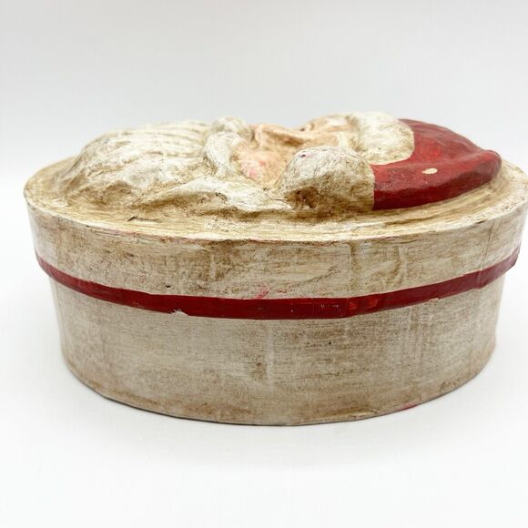 Kurt Adler Santa Claus Papier Mache Box Storage Decorative Oval Vintage 3D *READ - Picture 3 of 13